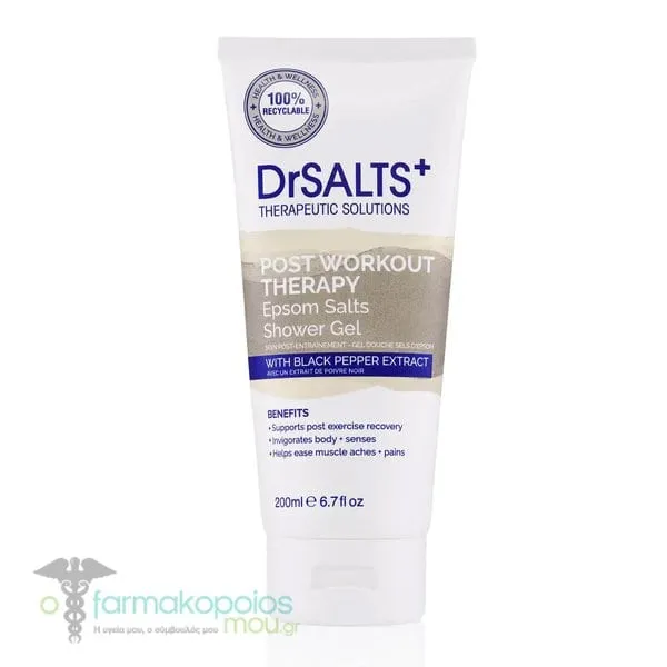 Dr. Salts+ Post Workout Therapy Epsom Salts Shower Gel Black Pepper, 200ml