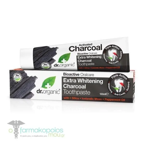 Dr.Organic Extra Whitening Activated Charcoal Toothpaste, 100ml