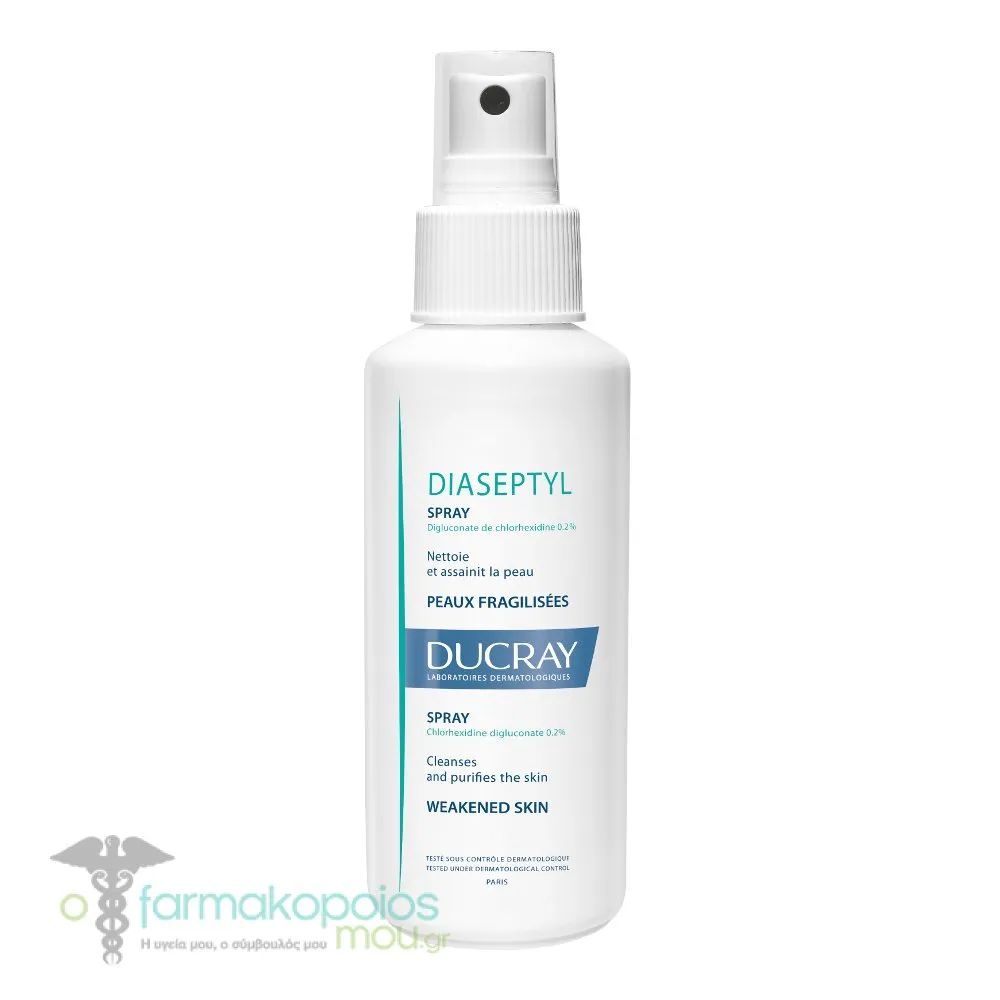 Ducray Diaseptyl Antibacterial Spray with 0.2% Chlorhexidine for Wound Disinfection, 125ml