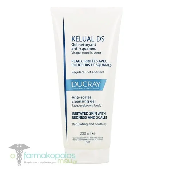 Ducray Kelual DS Anti-Scales Cleansing Gel for Face, Eyebrows, Body, 200ml