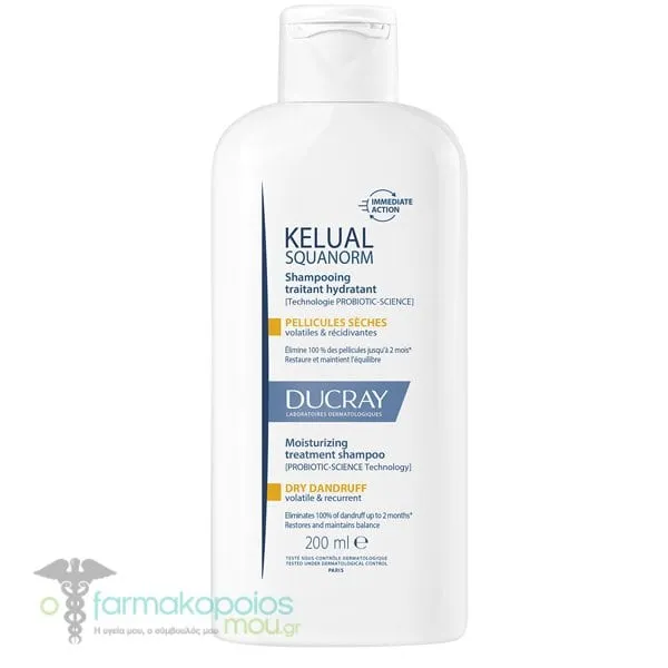 Ducray Kelual Squanorm Moisturizing Treatment Shampoo for Dry Dandruff, 200ml