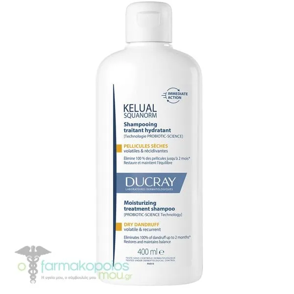Ducray Kelual Squanorm Moisturizing Treatment Shampoo for Dry Dandruff, 400ml