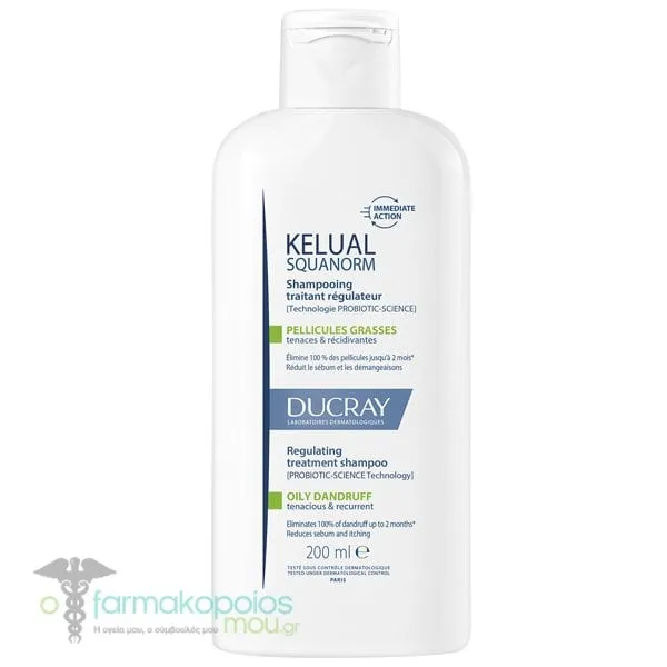 Ducray Kelual Squanorm Regulating Treatment Shampoo for Oily Dandruff, 200ml