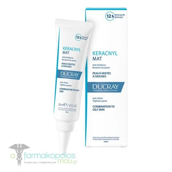 Ducray Keracnyl Mat Anti-Shine Face Cream for Combination to Oily Skin, 30ml