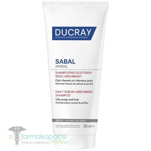 Ducray Sabal Argeal Daily Sebum-Absorbing Shampoo, 200ml