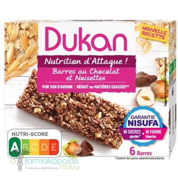 Dukan Μπάρες Bρώμης με Σοκολάτα &amp; Φουντούκι, 150gr