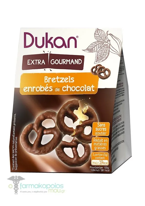 Dukan Oat Bran Pretzels with Chocolate Coating, 100gr