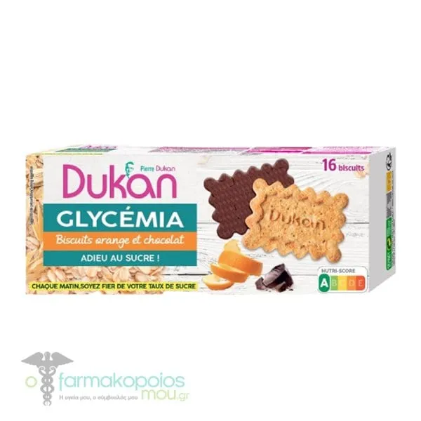 Dukan Glycemia Μπισκότα με Πορτοκάλι & Σοκολάτα  με Γλυκαντικό Μαλτιτόλη (16τεμ) 160g