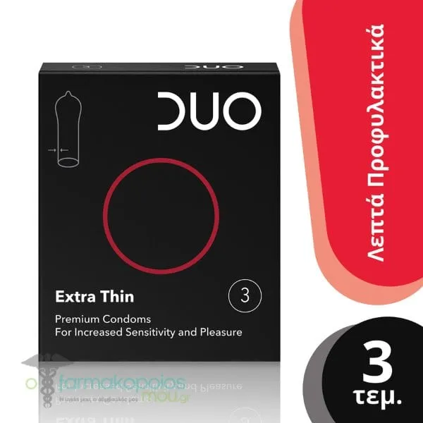 Duo Extra Thin Extra Lubricated Λεπτά Προφυλακτικά, 3τεμ