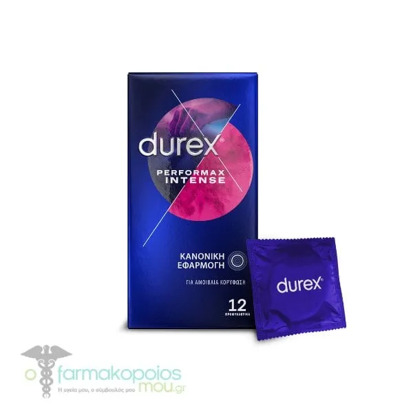 Durex Προφυλακτικά με Κουκκίδες, Ραβδώσεις &amp; Επιβραδυντικό Τζελ Performax Intense με Κανονική Εφαρμογή, 12τεμ