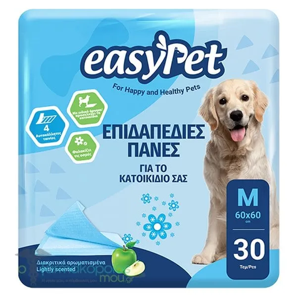 EasyPet Επιδαπέδιες Πάνες Σκύλου με Αυτοκόλλητο 60x60cm, 30τεμ
