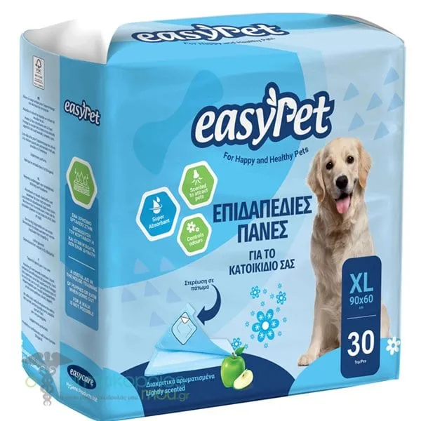 EasyPet Επιδαπέδιες Πάνες Σκύλου με Αυτοκόλλητο XL 90x60cm, 30τεμ