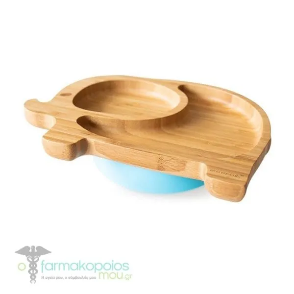 Eco Rascals Bamboo Elephant Suction Plate, 1pc - BLUE
