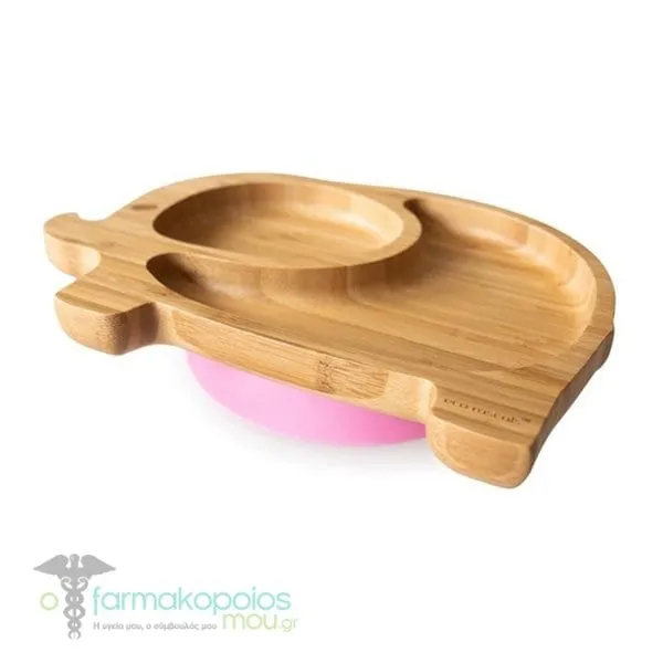 Eco Rascals Bamboo Elephant Suction Plate, 1pc - PINK