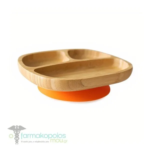 Eco Rascals Bamboo Toddler Plate Πιάτο Bamboo με Χωρίσματα, 1τεμ - ORANGE