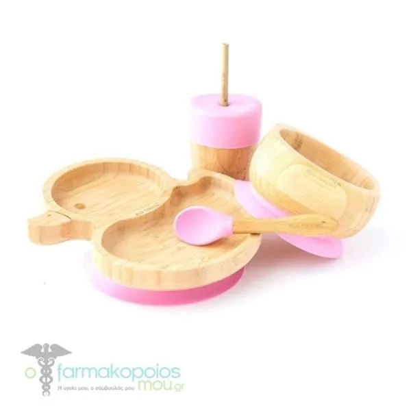 Eco Rascals Combo Duck Plate, Straw Cup, Bowl & Spoon Pink, 1set