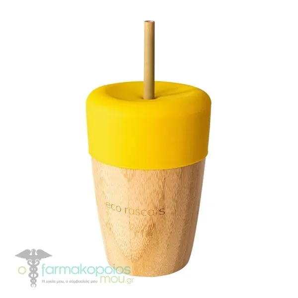 Eco Rascals Cup with Two Straws, 210ml - YELLOW