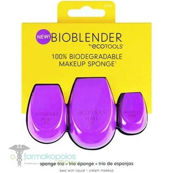 Ecotools Bioblender Natural Makeup Blender Sponge Trio, 3pcs