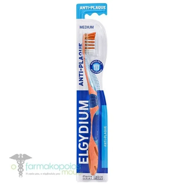 Elgydium Antiplaque Medium Toothbrush, 1pc - Πορτοκάλι