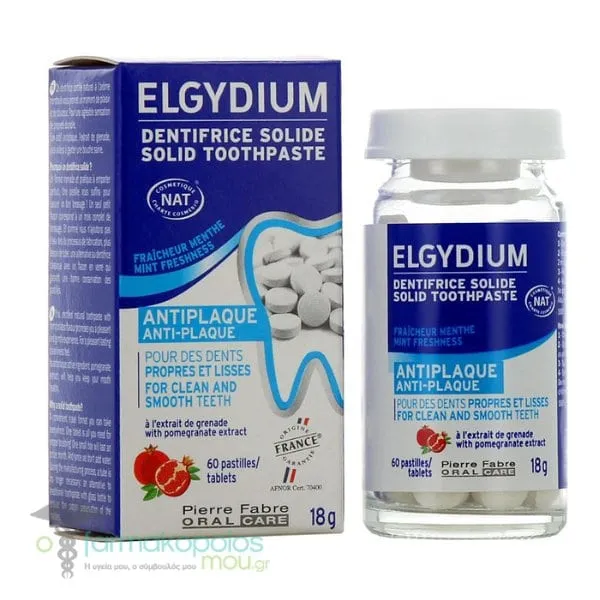Elgydium Dentifrice Solid Toothpaste Antiplaque, 60tabs