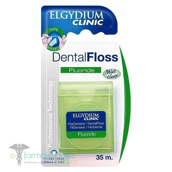 Elgydium Clinic Dental Floss Fluoride Waxed Mint Flavor 35m, 1pc
