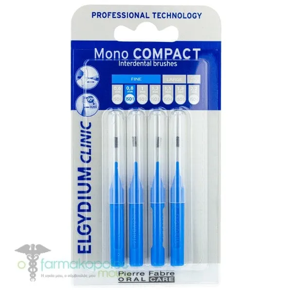 ELGYDIUM Clinic Mono Compact 0.8mm Μεσοδόντια Βουρτσάκια, 4τεμ