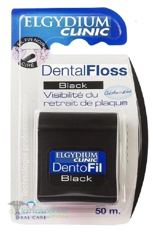 Elgydium Dental Floss Black with Chlorhexidine 50m, 1pc