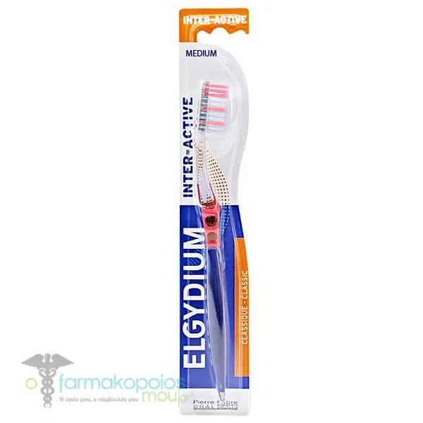 Elgydium Inter-Active Medium Toothbrush, 1pc - Ρόζ