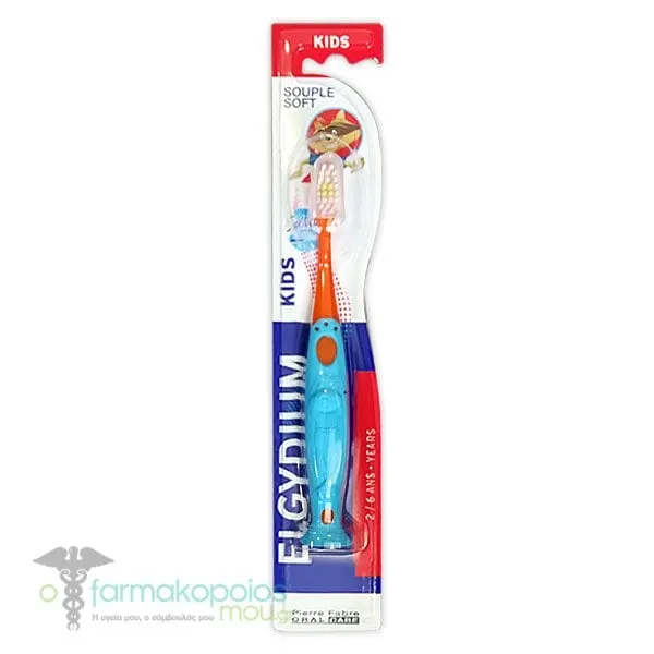 Elgydium Kids Soft Toothbrush 2-6Y, 1pc - Γαλάζιο-Πορτοκαλί
