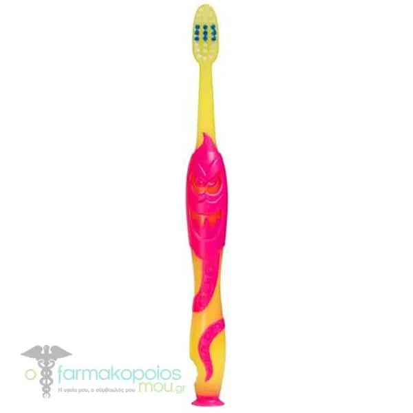 Elgydium Kids Monster Toothbrush Soft 2-6Y, 1pc - Φούξια-Κίτρινο