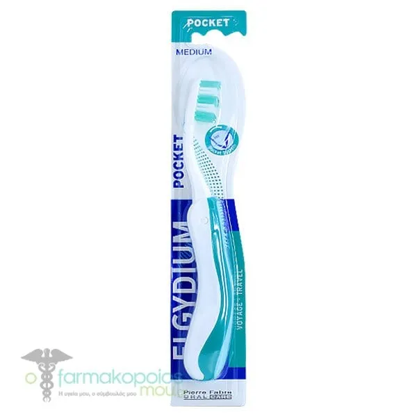 Elgydium Pocket Medium Travel Size Toothbrush, 1pc - Τιρκουάζ-Σιελ