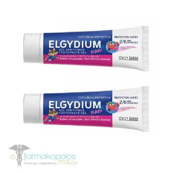 Elgydium Kids Toothpaste Gel Red Berries, 2x50ml
