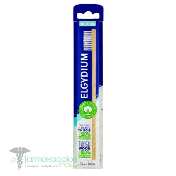 Elgydium Toothbrush Wood Medium, 1pc - 008 Λευκό