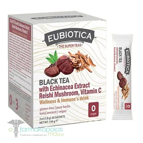 Eubiotica The Super Teas Black Tea with Echinacea Extract, Reishi Mushroom & Vitamin C, 20x7.8g