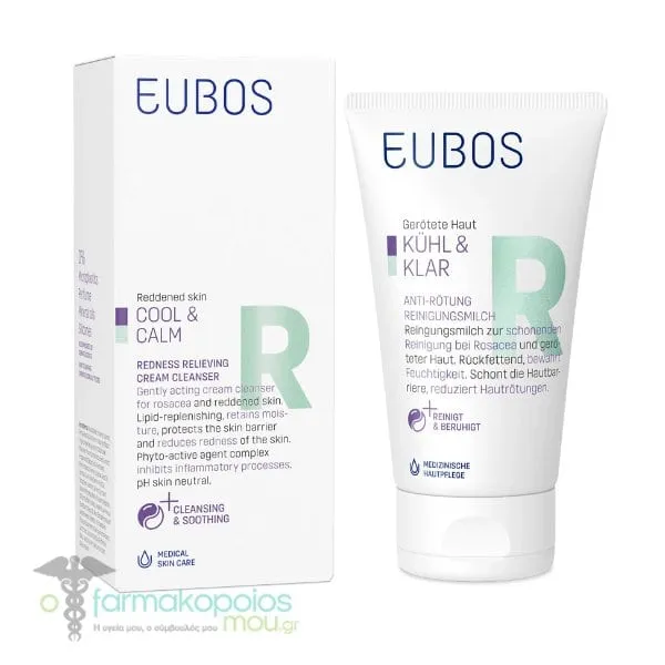 Eubos Cool & Calm Redness Relieving Cream Cleanser for Reddened Skin, 150ml