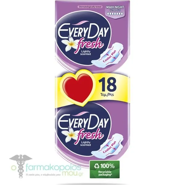 EveryDay Fresh Maxi Night Ultra Plus Pads, 18pcs