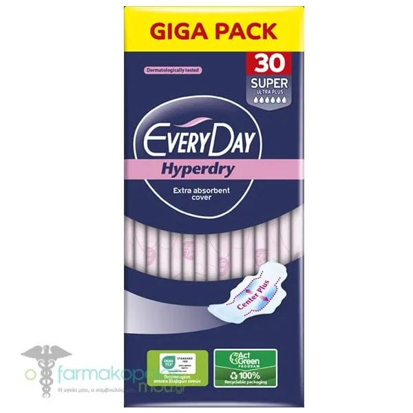 EveryDay Giga Pack Σερβιέτες Hyperdry Super Ultra Plus, 30τεμ