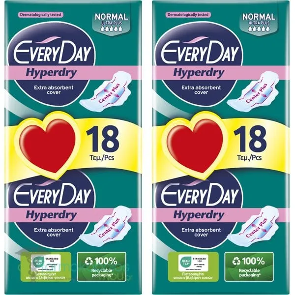 EveryDay Hyperdry Normal Ultra Plus Pads (2x18pcs), 36pcs