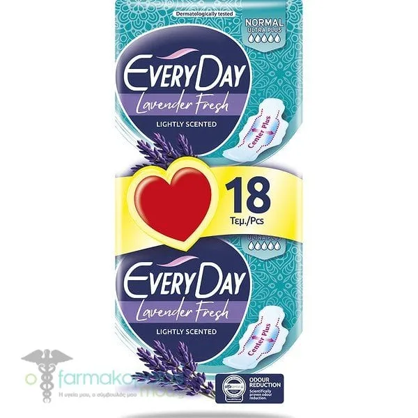 EveryDay Lavender Fresh Normal Ultra Plus Σερβιέτες με Φτερά, 18τεμ