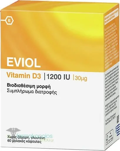 Eviol Vitamin D3 1200IU 30μg, 60caps