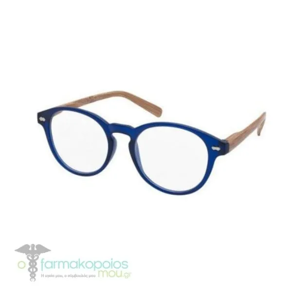 Eyelead Ε185 Unisex Γυαλιά Πρεσβυωπίας Μπλε με Εφέ Ξύλινου Βραχίονα, 1τεμ