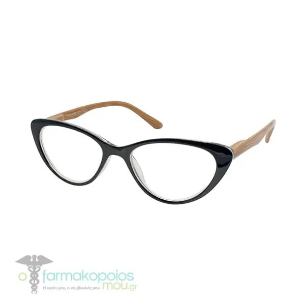 Eyelead E204 Women's Presbyopia Glasses Black with Wooden Arm Effect Bone, 1pc