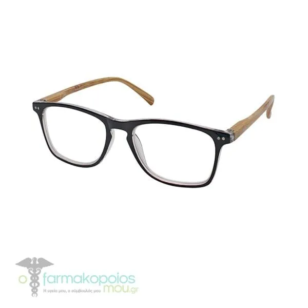 Eyelead Ε211 Unisex Horn-Rimmed Reading Glasses Effect Wood-Black, 1pc