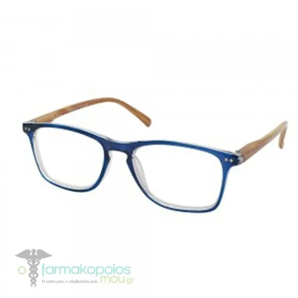 Eyelead E212 Unisex Reading Glasses with Effect Wooden Arm & Horn-Rimmed Blue Frame, 1pc