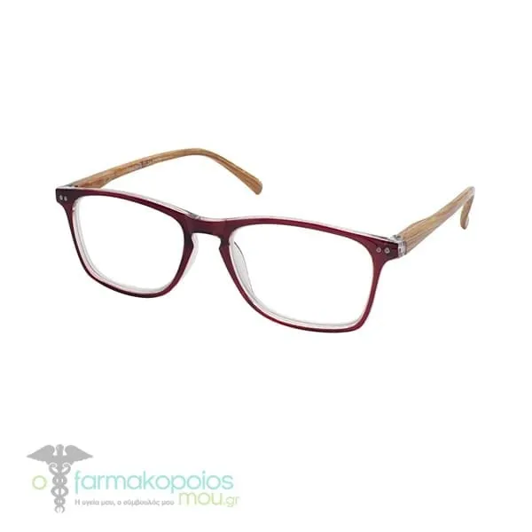 Eyelead Ε213 Unisex Horn-Rimmed Reading Glasses Effect Wood-Burgundy, 1pc