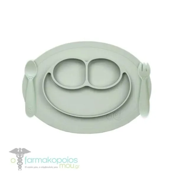 Ezpz Mini Feeding Set Mini Mat + Mini Utensils, 12m+, 1set - Sage