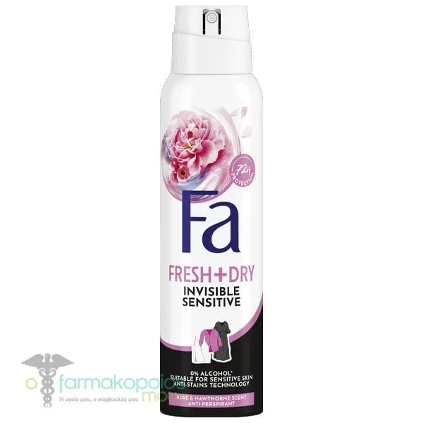 Fa Invisible Sensitive Fresh &amp; Dry Αποσμητικό Σπρέι 72ωρης Προστασίας, 150ml