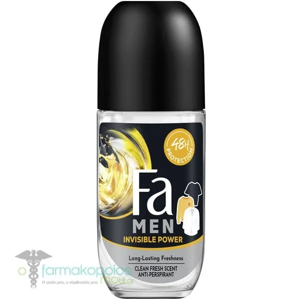 Fa Men Invisible Power Roll On Ανδρικό Αποσμητικό 48ώρης Προστασίας, 50ml