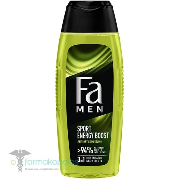 Fa Men Sport Energy Boost Shower Gel 3in1 for Face, Body & Hair, 400ml