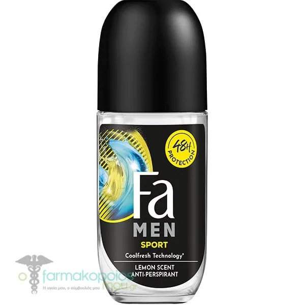 Fa Men Sport Αντρικό Αποσμητικό Roll-Οn 48ωρης Προστασίας, 50ml
